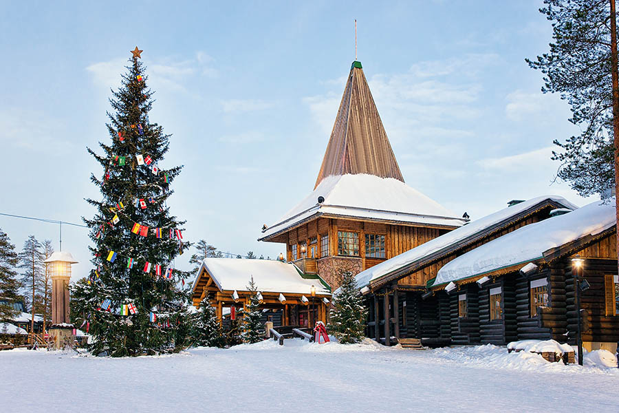 Corporate group visiting Santa Claus Village during an Arctic incentive travel trip in Rovaniemi